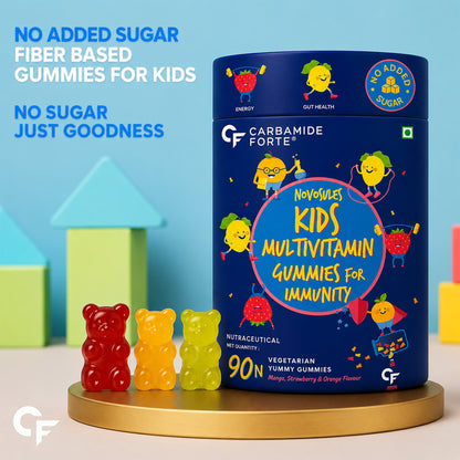 Kids Multivitamin Gummies for Immunity | 13 Vitamins, 3 Minerals, Prebiotic & Botanical Blend | No Added Sugar | Vegetarian | Mango, Strawberry & Orange Flavors | 90 Gummies