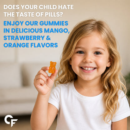 Kids Multivitamin Gummies for Immunity | 13 Vitamins, 3 Minerals, Prebiotic & Botanical Blend | No Added Sugar | Vegetarian | Mango, Strawberry & Orange Flavors | 90 Gummies