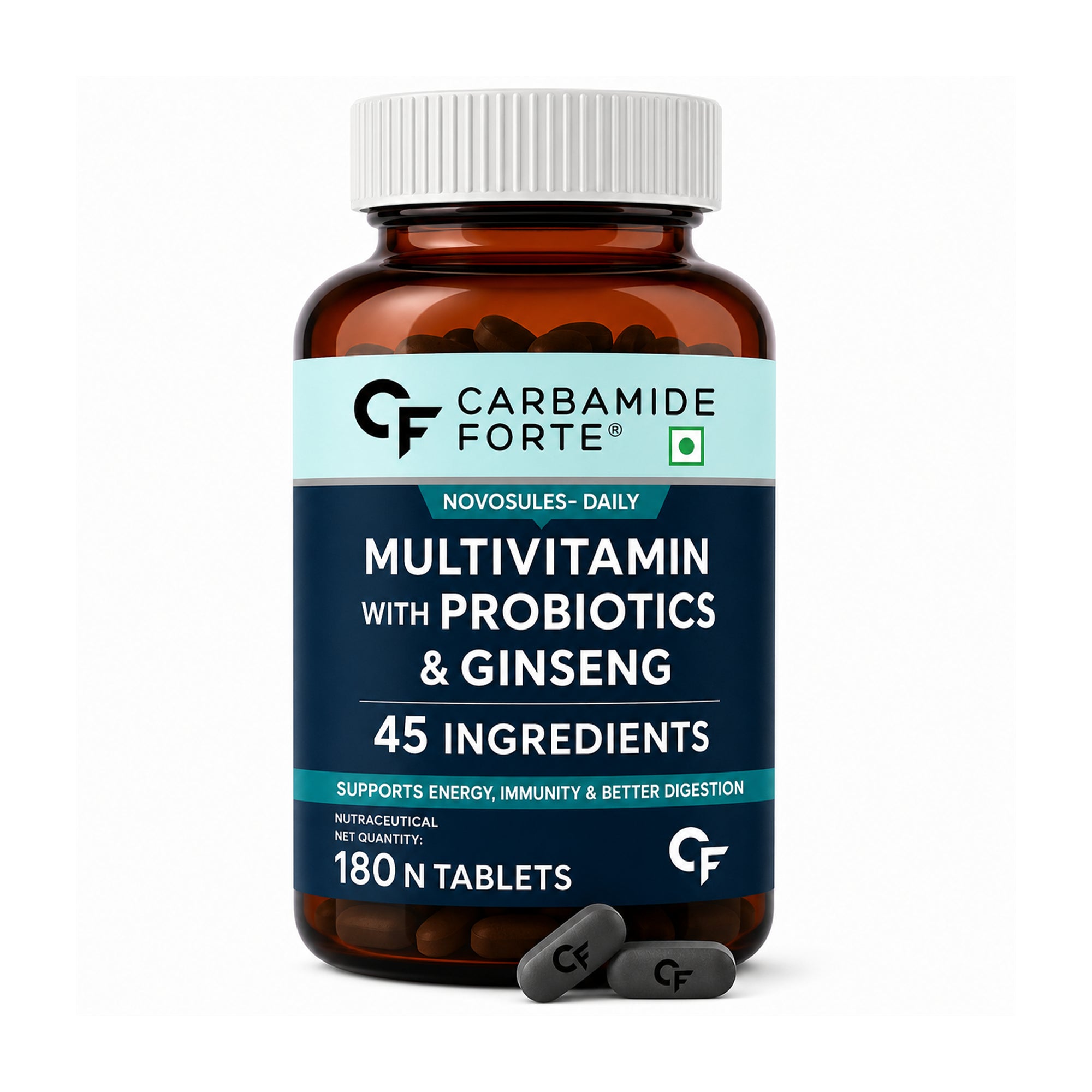 Men's Multivitamin Tablets with 45 Nutrients, 9 Functional Blends, Probiotics & Korean Ginseng | Daily Vitamins & Minerals for Energy, Immunity, Brain & Bone Support | 180 Tablets
