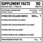 Hydrolyzed Multi Collagen Complex 1800mg Tablets – 5 Types Collagen (I, II, III, V & X) with Piper Nigrum Extract | Skin, Hair, Nails & Joint Support | 90 Tablets