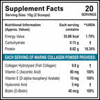 Marine Collagen Peptides Powder 200g | Type I & III Fish Collagen with Hyaluronic Acid, Biotin, Vitamin C & E | Citrus Burst Orange | 20 Servings