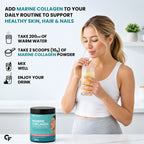 Marine Collagen Peptides Powder 200g | Type I & III Fish Collagen with Hyaluronic Acid, Biotin, Vitamin C & E | Citrus Burst Orange | 20 Servings