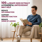 Trans Resveratrol 500mg with Grape Seed Extract 100mg | High Potency Antioxidant Supplement for Heart Health, Healthy Ageing & Immune Support | 30 Capsules
