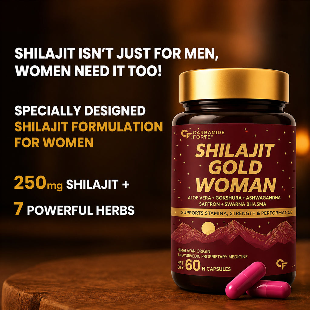 Shilajit Gold Women Capsules 60 Veg Capsules | 250mg Himalayan Shilajit with Ashwagandha, Triphala, Gokshura, Aloe Vera & Saffron | Ayurvedic Herbal Supplement for Women's Daily Wellness