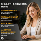 Shilajit Gold Women Capsules 60 Veg Capsules | 250mg Himalayan Shilajit with Ashwagandha, Triphala, Gokshura, Aloe Vera & Saffron | Ayurvedic Herbal Supplement for Women's Daily Wellness
