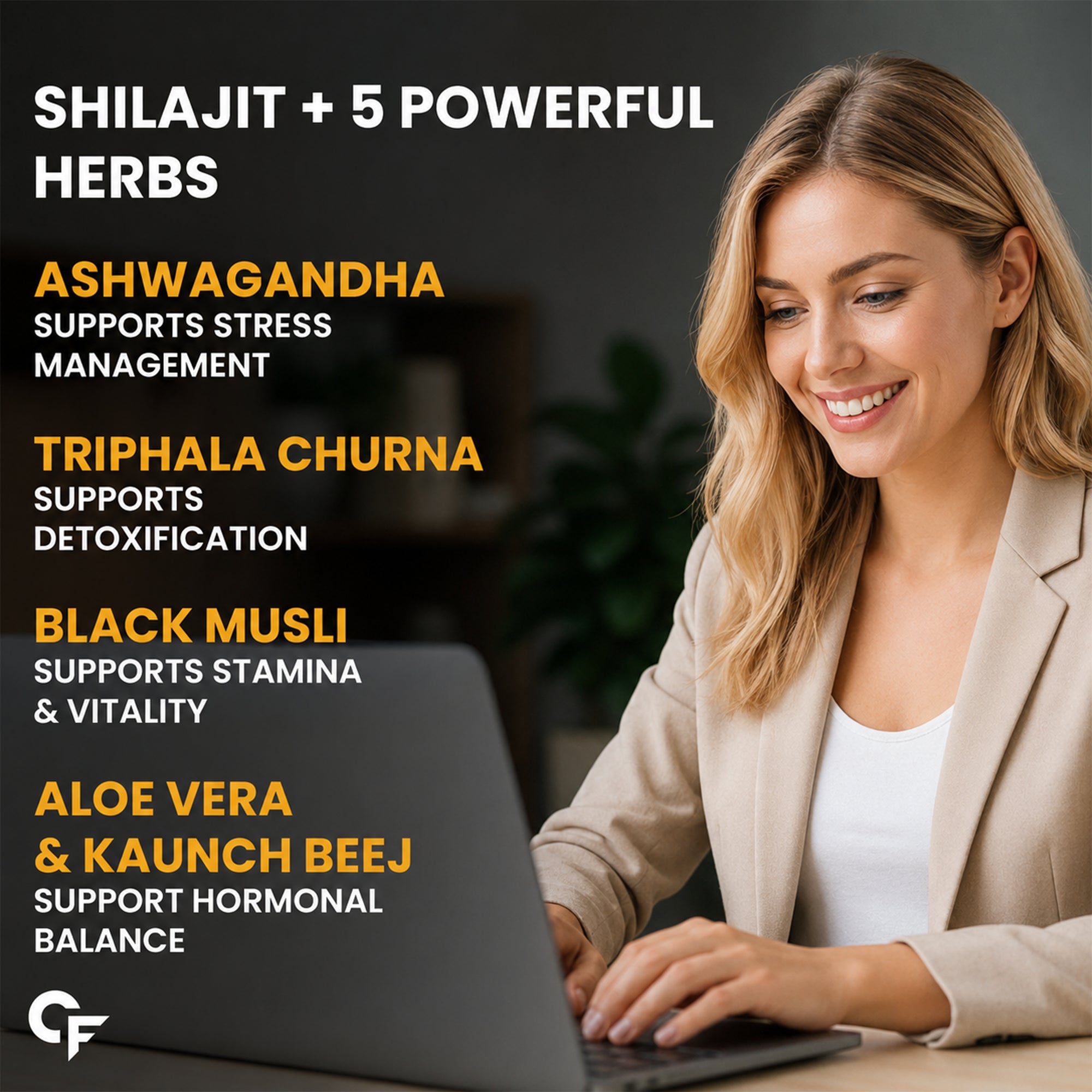Shilajit Gold Women Capsules 60 Veg Capsules | 250mg Himalayan Shilajit with Ashwagandha, Triphala, Gokshura, Aloe Vera & Saffron | Ayurvedic Herbal Supplement for Women's Daily Wellness