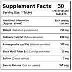 Himalayan Shilajit Effervescent Tablets 750mg with Ashwagandha, Gokshura, Black Musli & Saffron | Energy & Stamina Support | No Added Sugar | Masala Cola Flavor | 30 Tablets