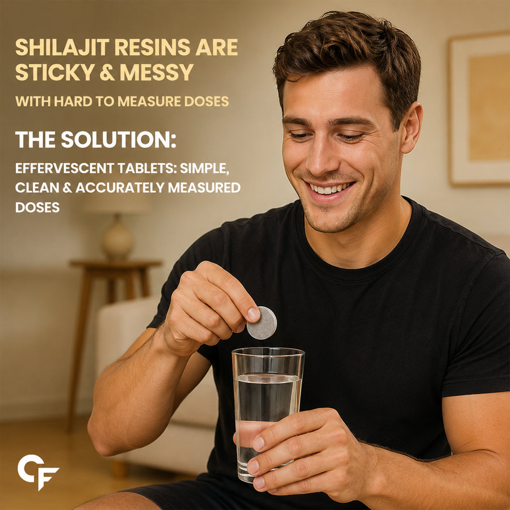 Himalayan Shilajit Effervescent Tablets 750mg with Ashwagandha, Gokshura, Black Musli & Saffron | Energy & Stamina Support | No Added Sugar | Masala Cola Flavor | 30 Tablets