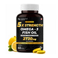 Omega 3 Fish Oil 2730mg with 1590mg Omega-3, 900mg EPA & 600mg DHA | Vitamins D3, A & E | Heart, Brain, Joint & Eye Support | Molecularly Distilled | Lemon Flavour | 60 Softgels