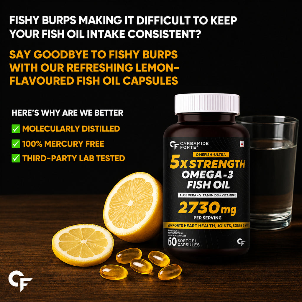 Omega 3 Fish Oil 2730mg with 1590mg Omega-3, 900mg EPA & 600mg DHA | Vitamins D3, A & E | Heart, Brain, Joint & Eye Support | Molecularly Distilled | Lemon Flavour | 60 Softgels