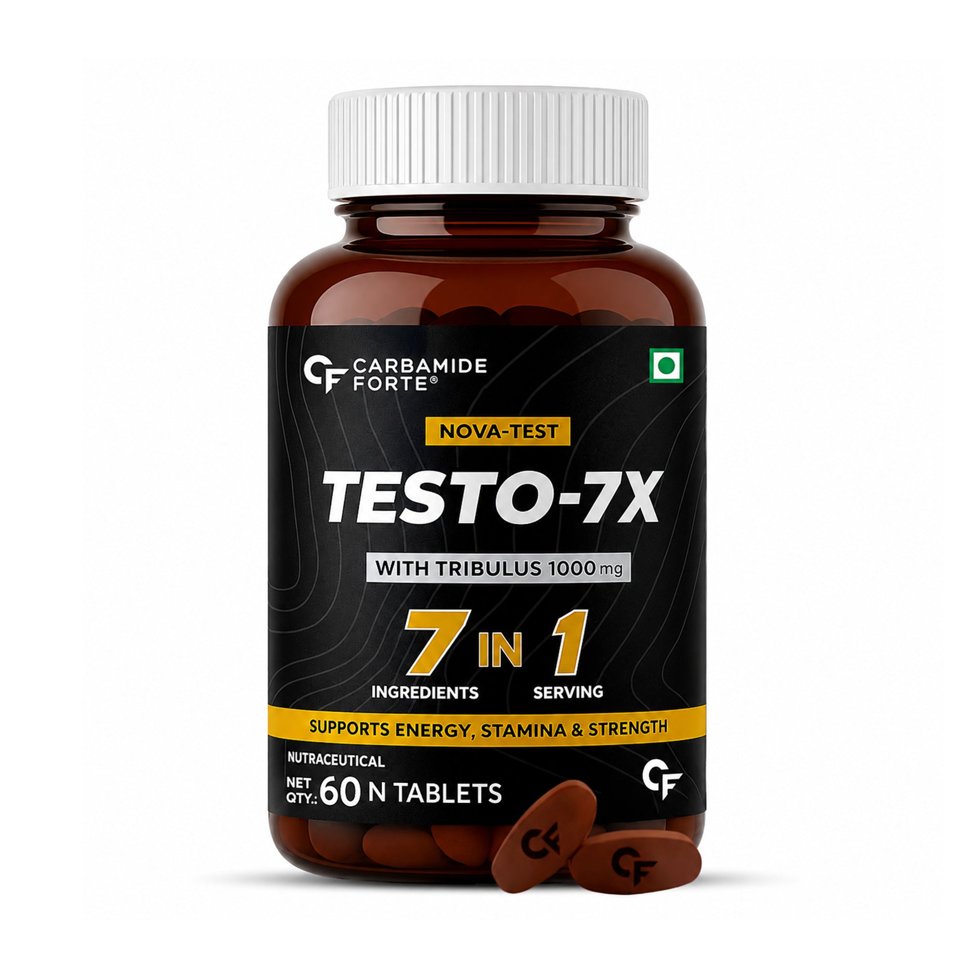 Testosterone Booster for Men with Tribulus Terrestris 1000mg & Ashwagandha | Energy, Stamina & Strength Support | Herbal Men's Performance Supplement | 60 Tablets