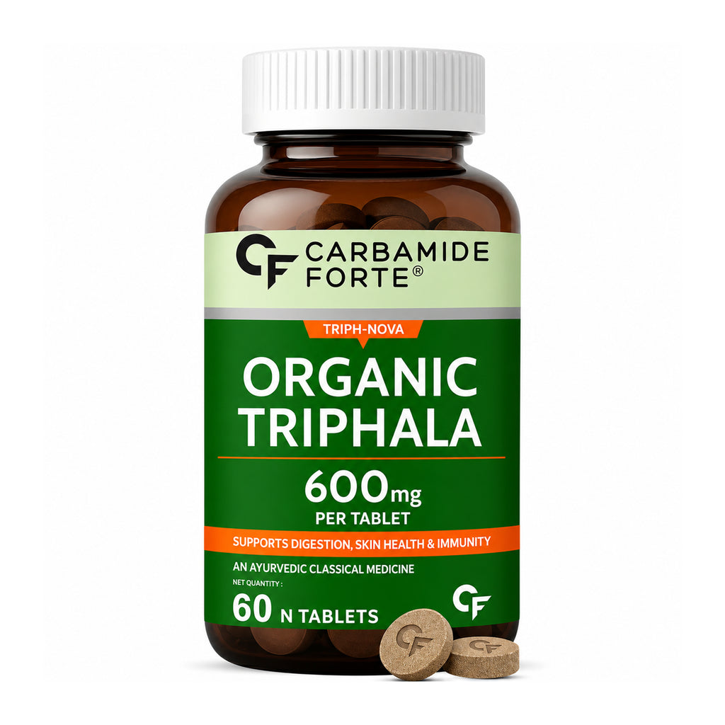 Organic Triphala Tablets 600mg - Certified Organic Ayurvedic Digestive & Gut Health Supplement with Amalaki, Haritaki & Bibhitaki | Supports Weight Management & Immunity | 60 Tablets