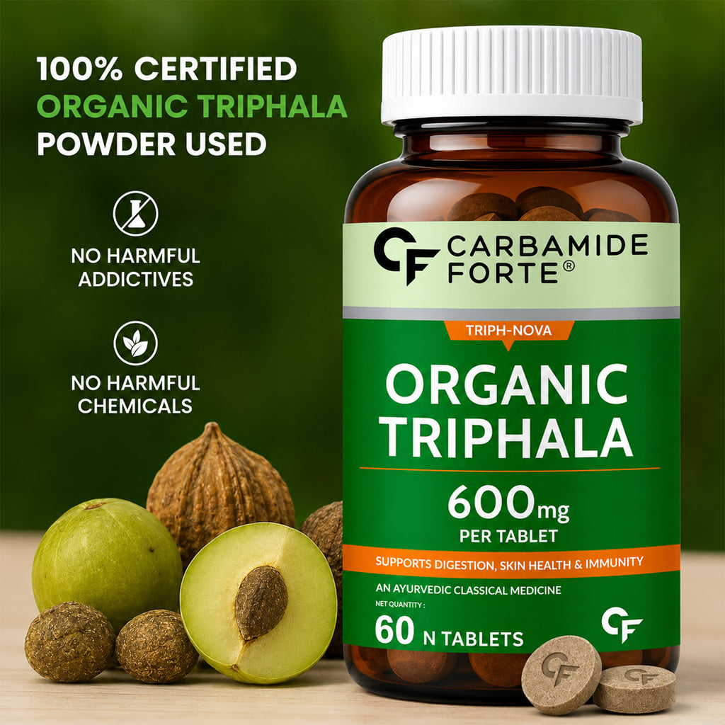 Organic Triphala Tablets 600mg - Certified Organic Ayurvedic Digestive & Gut Health Supplement with Amalaki, Haritaki & Bibhitaki | Supports Weight Management & Immunity | 60 Tablets