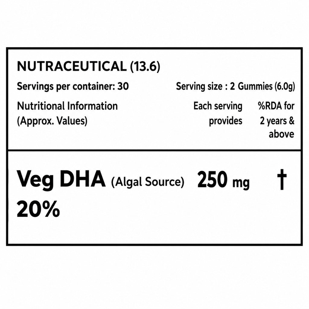 Veg Omega 3 DHA Gummies 250mg (Algal Source) | Fish-Free Vegetarian Omega-3 Supplement | No Added Sugar Cranberry Gummies | Heart, Brain & Joint Support | 60 Gummies