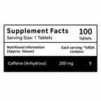 Caffeine Tablets 200mg (100 Tablets) | Caffeine Anhydrous Supplement for Energy, Focus & Alertness | Pre Workout Caffeine Pills for Men & Women