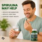 Certified Organic Spirulina Tablets 2000mg | 180 Tablets | Plant Protein, Phycocyanin, Chlorophyll & Beta Carotene | Energy, Immunity & Detox Support | Vegetarian Supplement