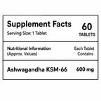 Ashwagandha KSM-66 600mg Tablets | 60 Tablets | Root Extract Supplement for Men & Women | Daily Wellness Support