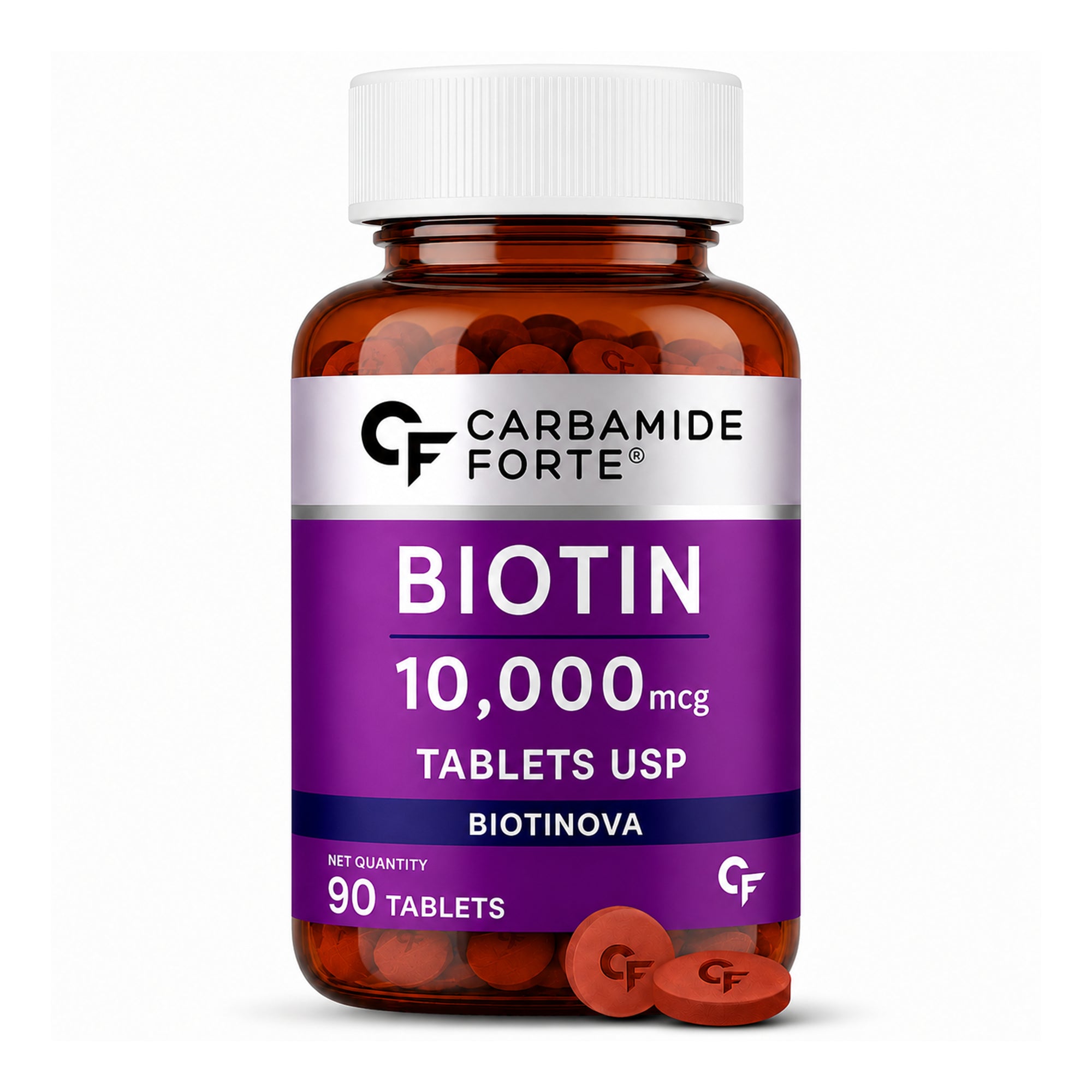 Biotin 10,000 mcg Tablets | High Potency Vitamin B7 Supplement | 90 Tablets | Film-Coated | Daily Hair, Skin & Nail Support