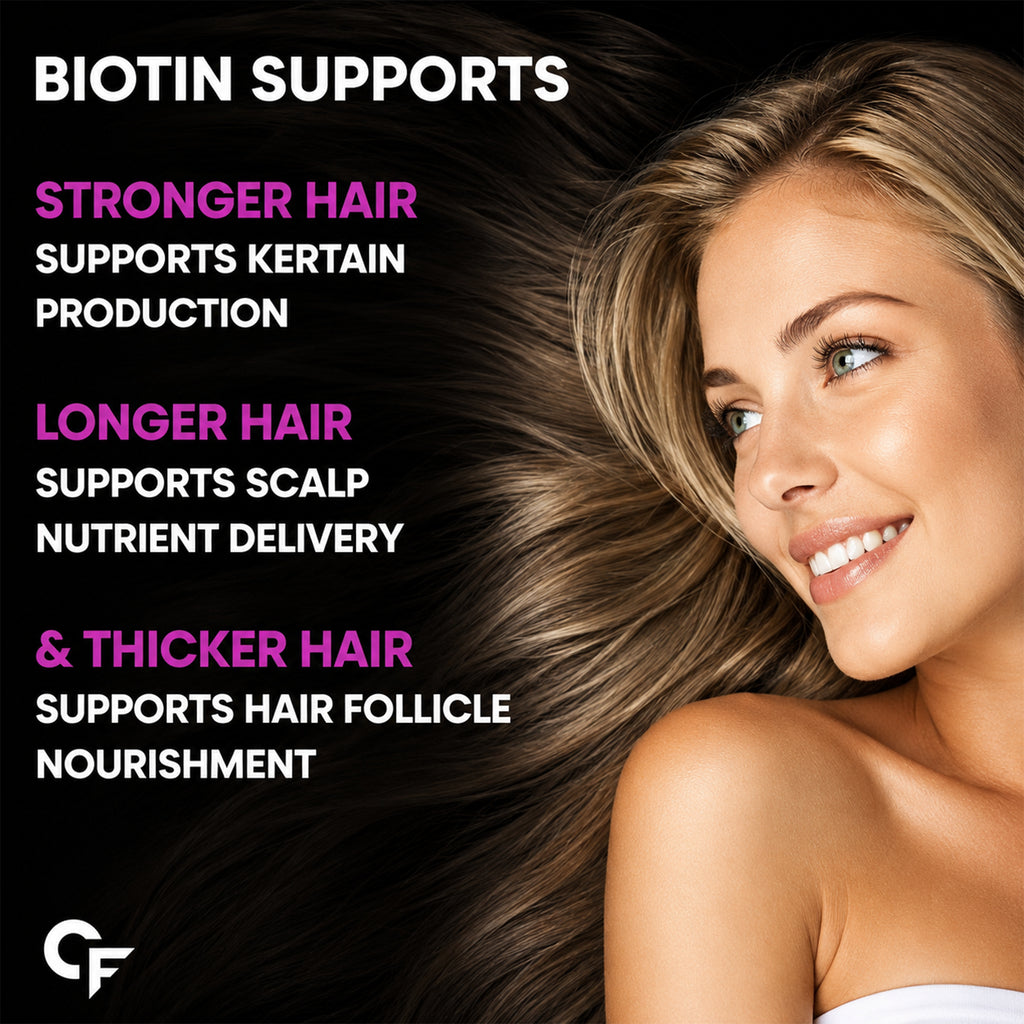 Biotin 10,000 mcg Tablets | High Potency Vitamin B7 Supplement | 90 Tablets | Film-Coated | Daily Hair, Skin & Nail Support