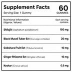 Shilajit Gummies for Men & Women | 150mg Shilajit Extract with Black Musli, Gokshura, Ginger & Saffron | Herbal Wellness Gummies | Masala Cola Flavour | 60 Gummies