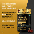 Shilajit Gummies for Men & Women | 150mg Shilajit Extract with Black Musli, Gokshura, Ginger & Saffron | Herbal Wellness Gummies | Masala Cola Flavour | 60 Gummies