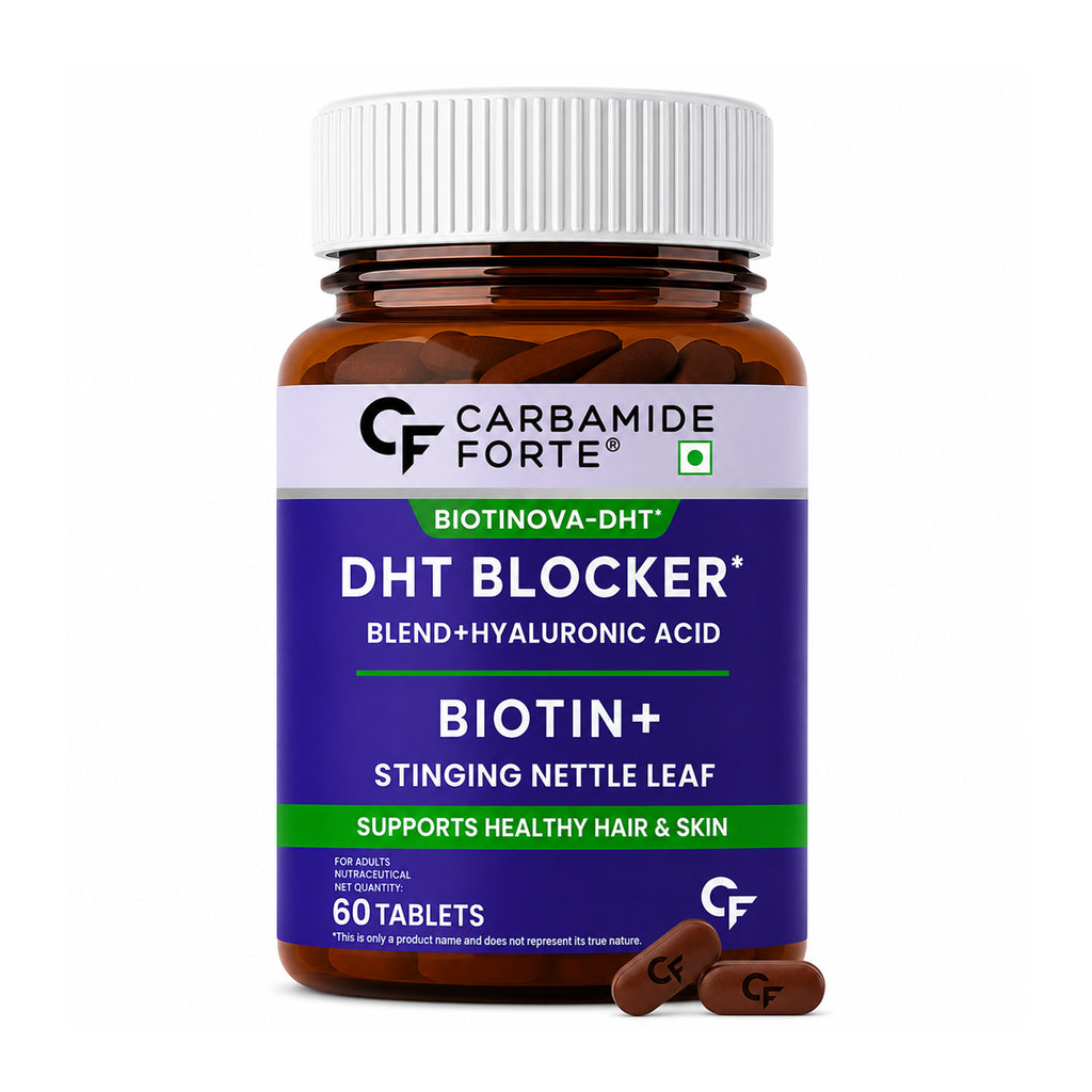 Biotin Hair Growth Tablets with DHT Blocker for Men & Women | Hair, Skin & Nails Supplement | Stinging Nettle, Beta Sitosterol, Bhringraj, Hyaluronic Acid & Vitamin E | 60 Tablets