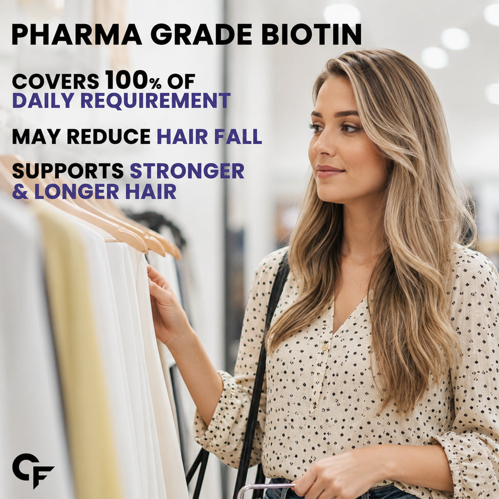 Biotin Hair Growth Tablets with DHT Blocker for Men & Women | Hair, Skin & Nails Supplement | Stinging Nettle, Beta Sitosterol, Bhringraj, Hyaluronic Acid & Vitamin E | 60 Tablets