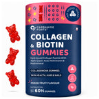 Collagen & Biotin Gummies for Hair Skin & Nails | Hydrolyzed Collagen Peptides, Hyaluronic Acid & Vitamin C | Mixed Fruit | 60 Gummies