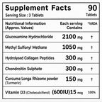 Glucosamine Chondroitin MSM Tablets with Collagen, Turmeric & Vitamin D3 | Joint Support Supplement for Men & Women | Supports Cartilage, Mobility & Flexibility | 90 Tablets