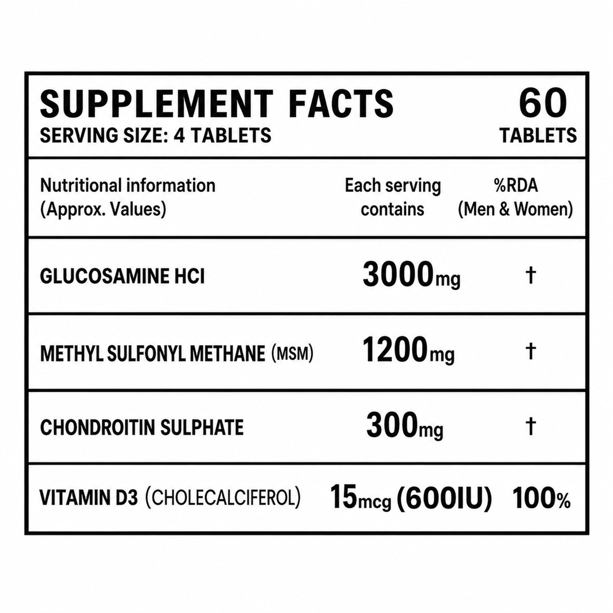 Glucosamine Joint Support Tablets 3000mg with MSM 1200mg, Chondroitin, Boswellia & Vitamin D3 | Joint, Cartilage, Bone & Mobility Support Supplement | 60 Tablets