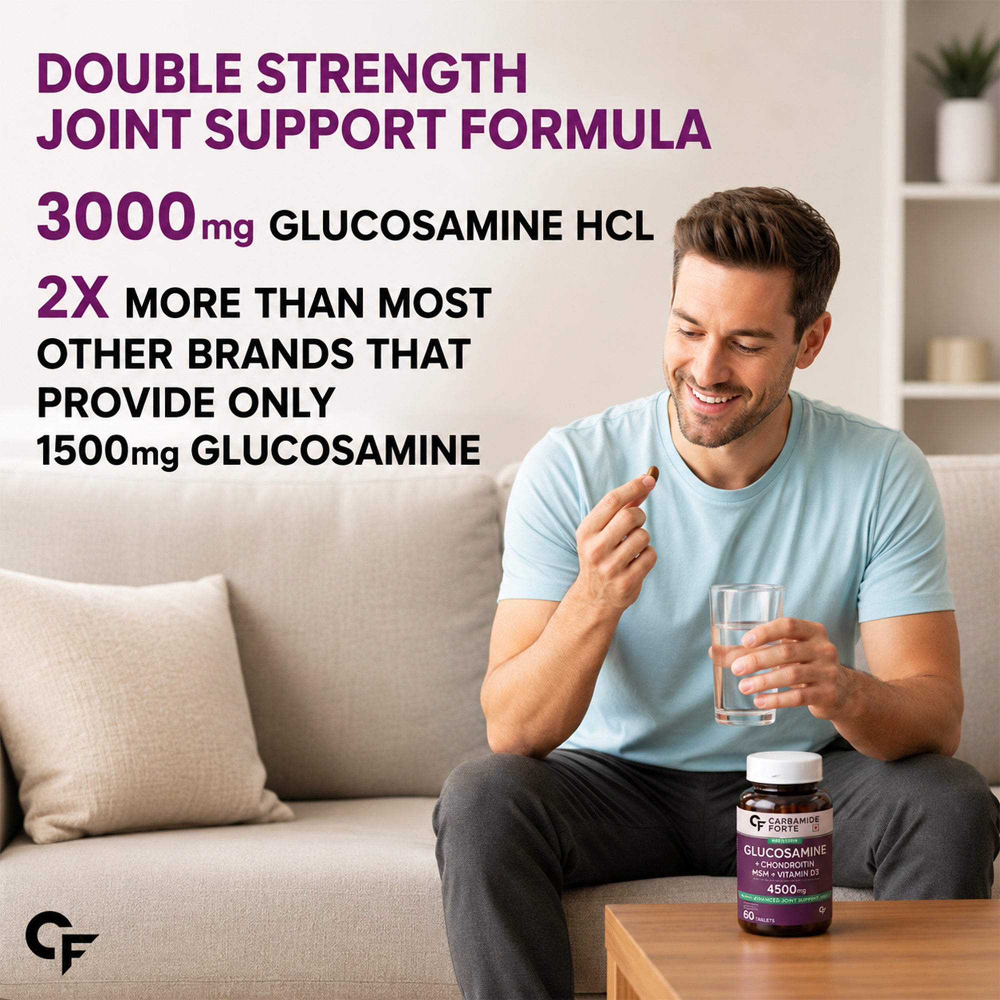 Glucosamine Joint Support Tablets 3000mg with MSM 1200mg, Chondroitin, Boswellia & Vitamin D3 | Joint, Cartilage, Bone & Mobility Support Supplement | 60 Tablets