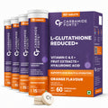 Japanese L-Glutathione 600mg Effervescent Tablets | Skin Brightening Supplement with Vitamin C, Hyaluronic Acid, Biotin, Lycopene & Astaxanthin | Antioxidant Formula | Orange Flavour | 60 Tablets