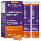 Japanese L-Glutathione 600mg Effervescent Tablets | Skin Brightening Supplement with Vitamin C, Hyaluronic Acid, Biotin, Lycopene & Astaxanthin | Antioxidant Formula | Orange Flavour | 30 Tablets