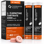 L-Carnitine Tartrate 2200mg Effervescent Tablets with Vitamin B Complex | Workout, Energy & Recovery Support | Orange Flavour | 40 Tablets