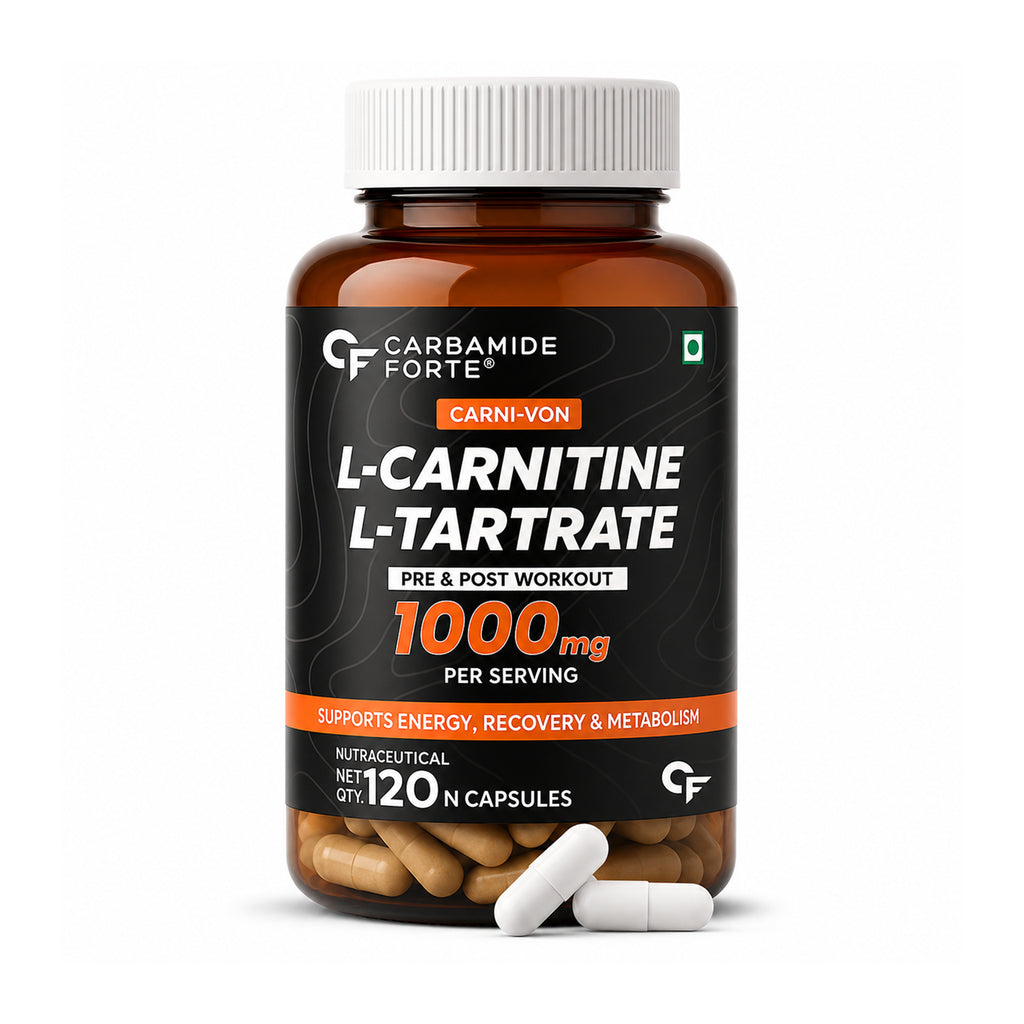 L-Carnitine L-Tartrate 1000mg Capsules with Chromium Picolinate | 120 Veg Capsules | Pre & Post Workout Supplement for Energy, Fat Metabolism & Exercise Performance | Men & Women