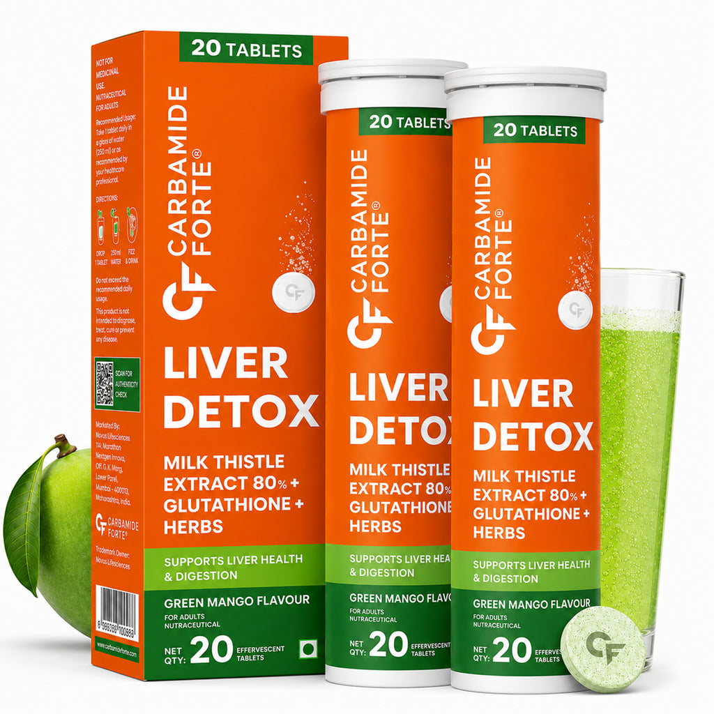 Liver Detox Effervescent Tablets with Milk Thistle, Glutathione & Vitamin C | Herbal Liver Support Supplement with Ginkgo Biloba, Korean Ginseng & Dandelion | Green Mango | 40 Tablets