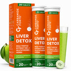 Liver Detox Effervescent Tablets with Milk Thistle, Glutathione & Vitamin C | Herbal Liver Support Supplement with Ginkgo Biloba, Korean Ginseng & Dandelion | Green Mango | 40 Tablets