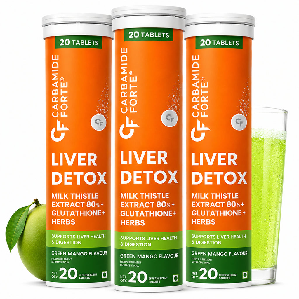 Liver Detox Effervescent Tablets with Milk Thistle, Glutathione & Vitamin C | Herbal Liver Support Supplement with Ginkgo Biloba, Korean Ginseng & Dandelion | Green Mango | 60 Tablets