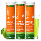 Liver Detox Effervescent Tablets with Milk Thistle, Glutathione & Vitamin C | Herbal Liver Support Supplement with Ginkgo Biloba, Korean Ginseng & Dandelion | Green Mango | 60 Tablets