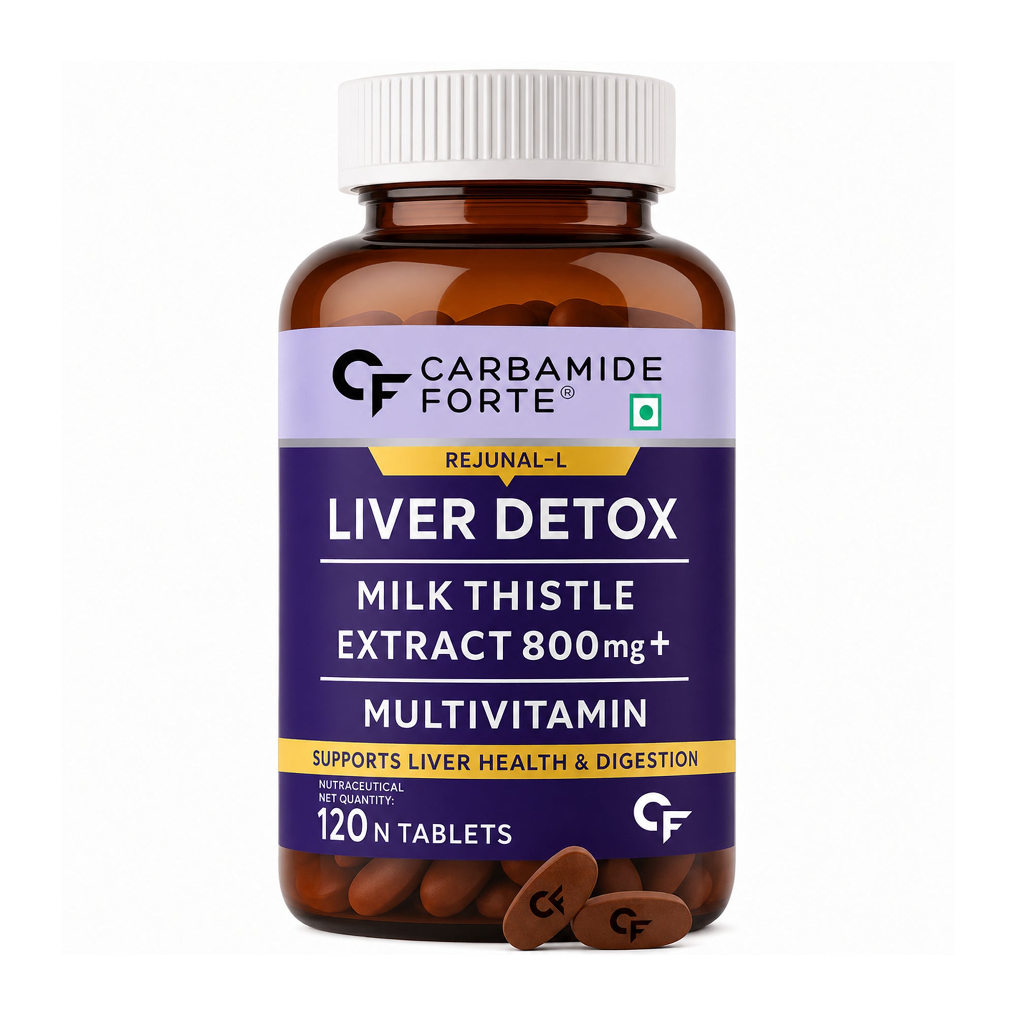Milk Thistle Liver Support Supplement 800mg (30:1) | 80% Silymarin | Liver Detox Formula with Turmeric, Choline, Vitamins & Minerals | 120 Tablets for Men & Women
