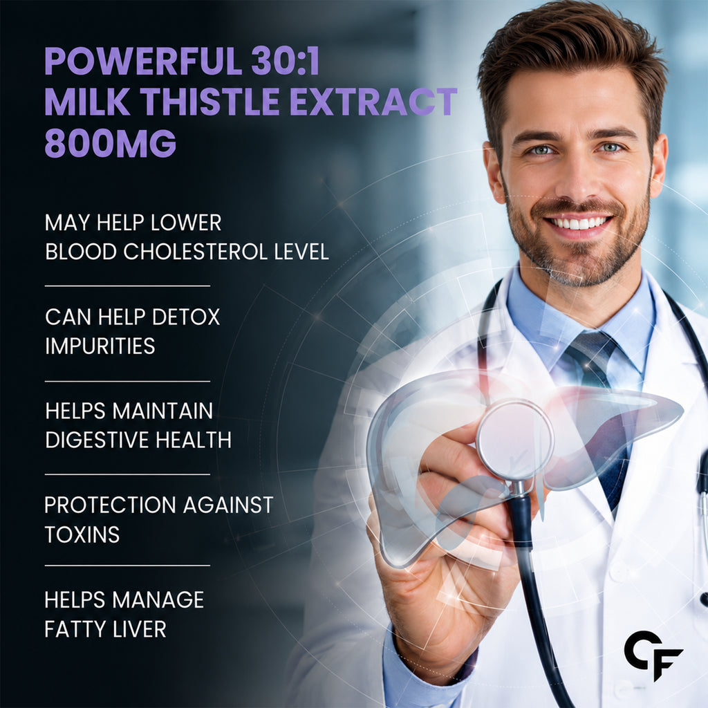 Milk Thistle Liver Support Supplement 800mg (30:1) | 80% Silymarin | Liver Detox Formula with Turmeric, Choline, Vitamins & Minerals | 120 Tablets for Men & Women