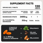 Magnesium Citrate 2400mg Tablets with 312mg Elemental Magnesium | High Absorption Magnesium Supplement for Muscle, Energy & Digestion Support | 120 Tablets
