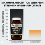 Magnesium Citrate 2400mg Tablets with 312mg Elemental Magnesium | High Absorption Magnesium Supplement for Muscle, Energy & Digestion Support | 120 Tablets