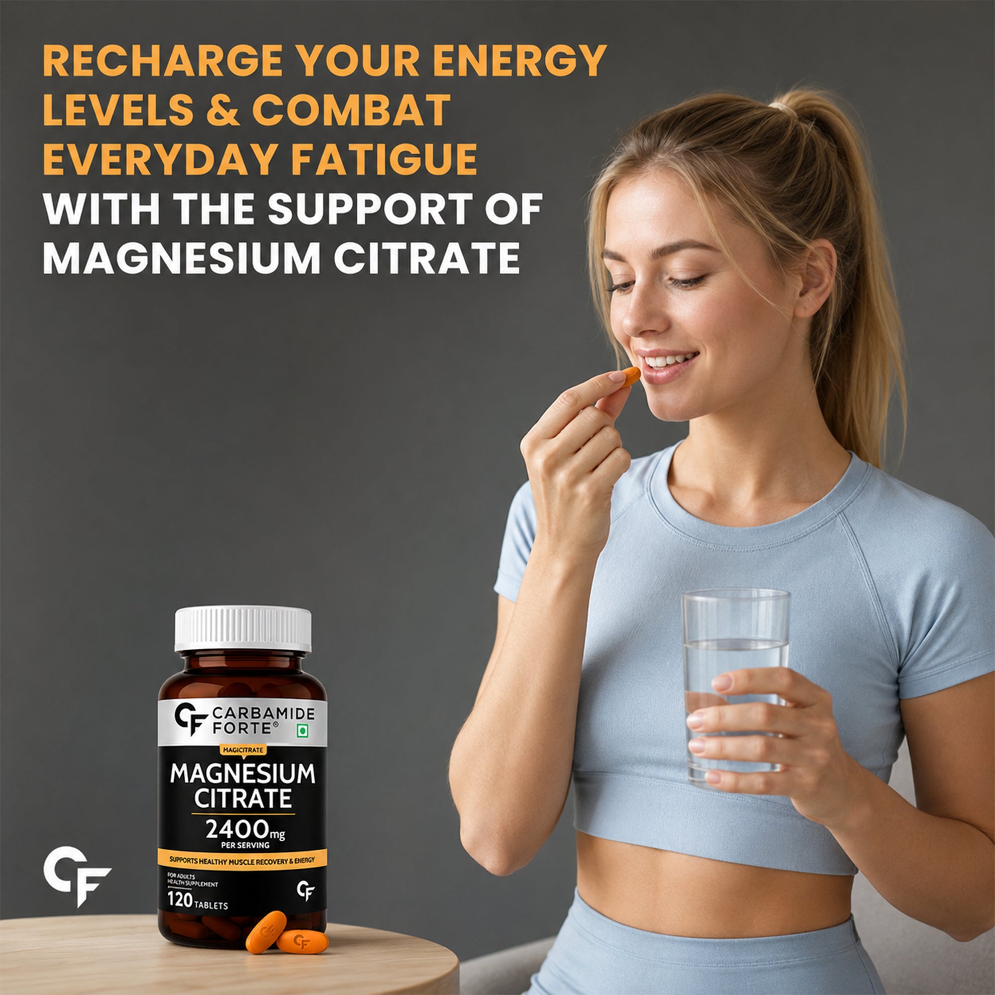 Magnesium Citrate 2400mg Tablets with 312mg Elemental Magnesium | High Absorption Magnesium Supplement for Muscle, Energy & Digestion Support | 120 Tablets