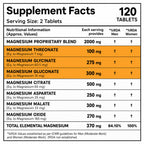 Magnesium Complex 2000mg with 7 Forms & 370mg Elemental Magnesium | Glycinate, Threonate, Citrate | Muscle Recovery, Energy & Focus | 120 Tablets