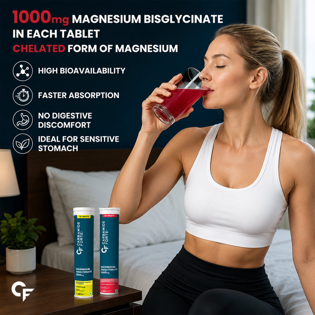 Magnesium Bisglycinate Effervescent Tablets 1000mg | 140.96mg Elemental Magnesium | Muscle Recovery, Relaxation & Nerve Support | Sugar Free, Vegan | Lemon & Mixed Berry | 40 Tablets