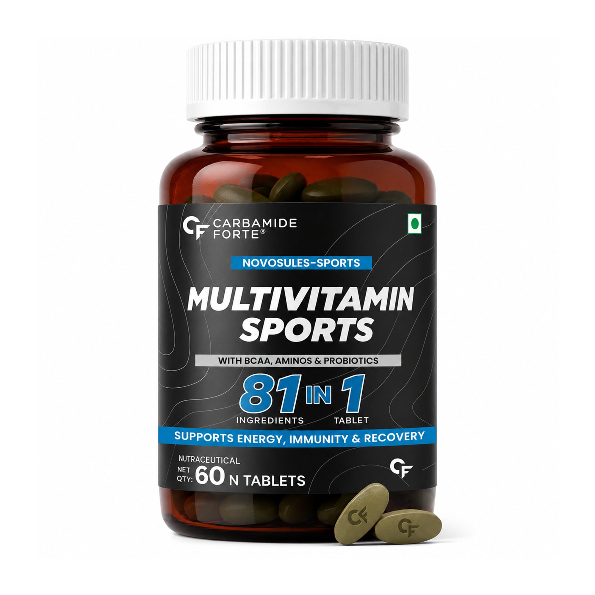 81-in-1 Sports Multivitamin Tablets for Men & Women | Daily Vitamins, Minerals, BCAAs, Probiotics & Prebiotics | Energy, Immunity & Active Lifestyle Support | 60 Tablets