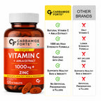 Vitamin C Tablets with Amla Extract 1000mg & Zinc | Natural Immune Support Supplement for Skin, Collagen & Wellness | 120 Tablets