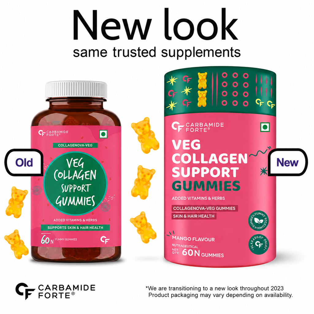 Vegan Collagen Builder Gummies for Women & Men | Biotin, Vitamin C, Green Amla & Amino Acids | Skin, Hair & Nails Support | No Added Sugar | Mango Flavour | 60 Gummies