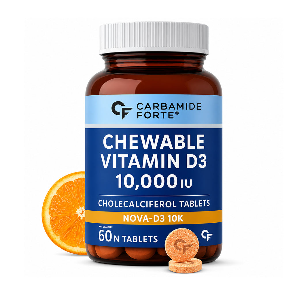 Vitamin D3 10,000 IU (250 mcg) Chewable Tablets | High Strength Cholecalciferol | Orange Flavour | Bone & Immune Support | 60 Tablets